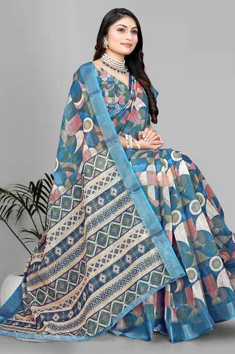 multicolour multicolour digital print saree
