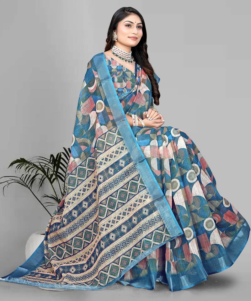 multicolour multicolour digital print saree