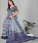 multicolour  linen cotton digital print saree (multicolour)