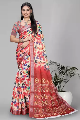 multicolour butterfly  digital saree