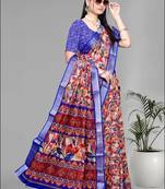 multicolour linen  digital print saree (multi)