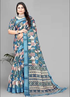 multicolour multicolour digital print saree 3