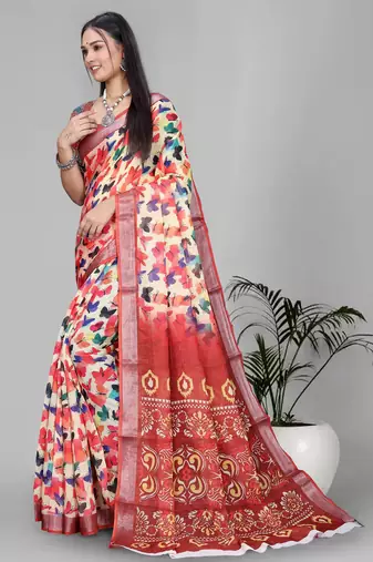 multicolour butterfly  digital saree