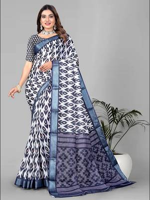 multicolour  linen cotton digital print saree (multicolour) 3