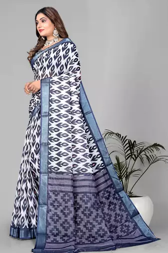 multicolour  linen cotton digital print saree (multicolour)