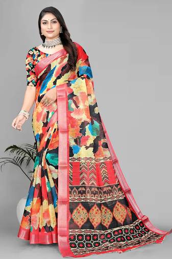 multicolour multicolour digital print saree