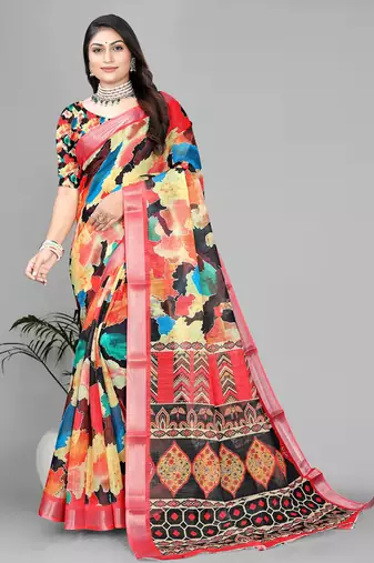 multicolour multicolour digital print saree
