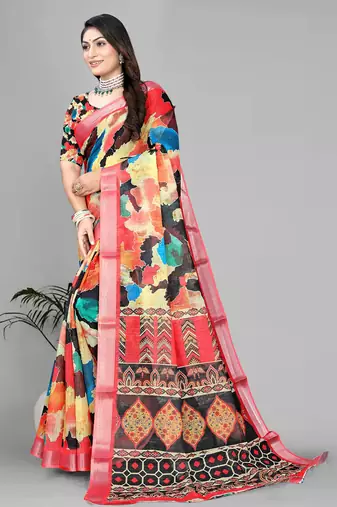 multicolour multicolour digital print saree