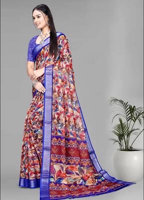 multicolour linen  digital print saree (multi) 4