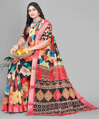 multicolour multicolour digital print saree 4