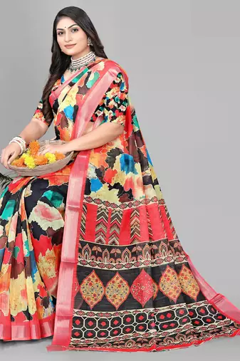 multicolour multicolour digital print saree