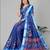 blue  linen cotton digital print saree (blue)
