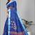 blue  linen cotton digital print saree (blue)