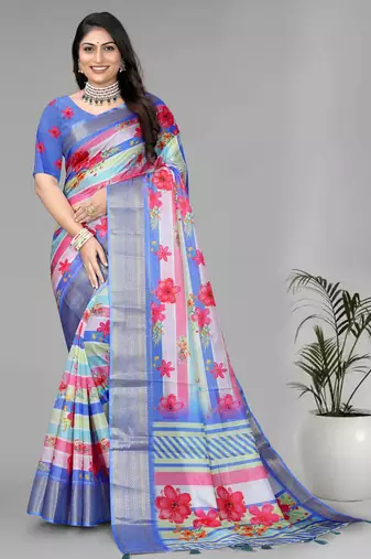 dola digital floral print saree
