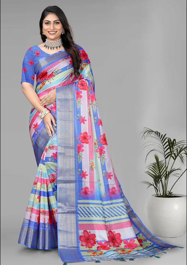 dola digital floral print saree