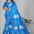 sky blue floral linen cotton digital print saree (blue)