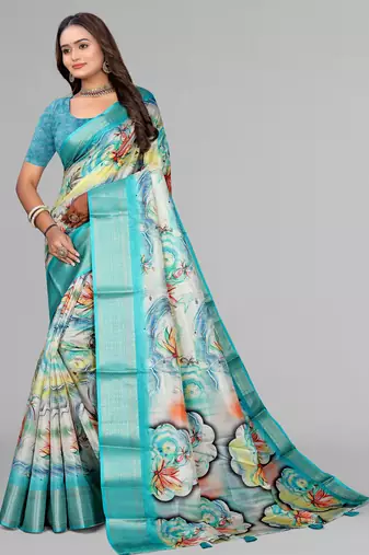 dola digital floral print saree
