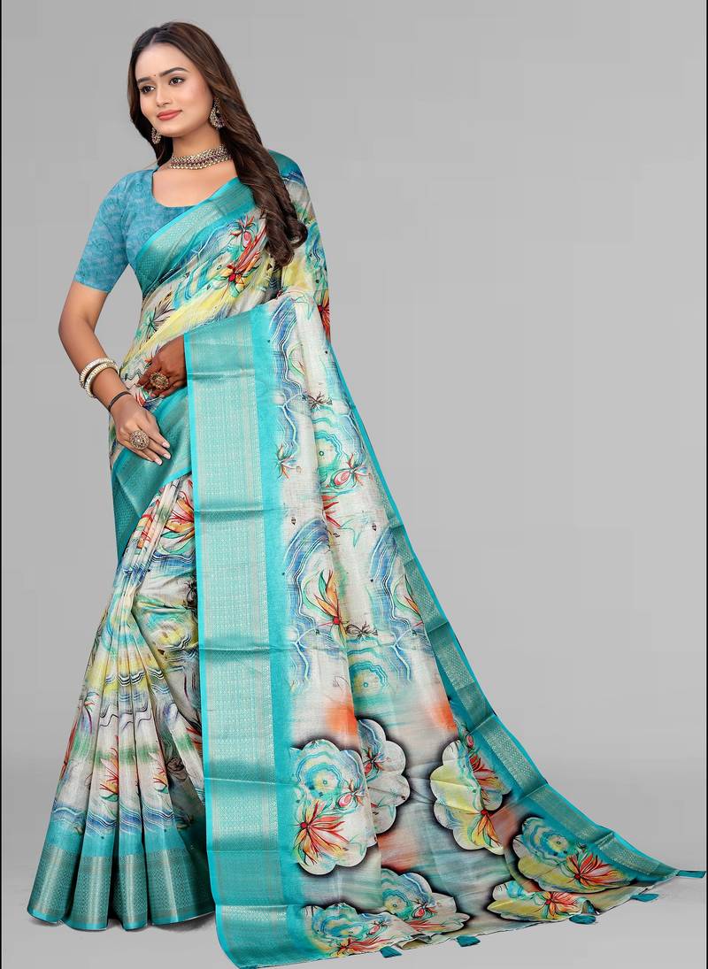 dola digital floral print saree