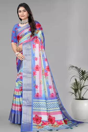 dola digital floral print saree