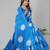sky blue floral linen cotton digital print saree (blue)