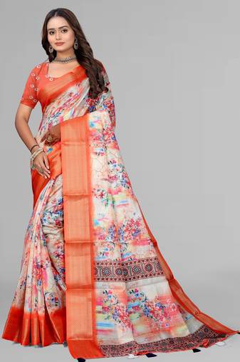dola digital floral print saree