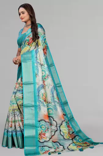 dola digital floral print saree