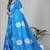 sky blue floral linen cotton digital print saree (blue)