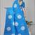 sky blue floral linen cotton digital print saree (blue)
