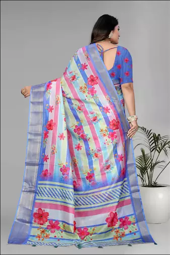 dola digital floral print saree