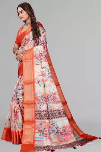dola digital floral print saree