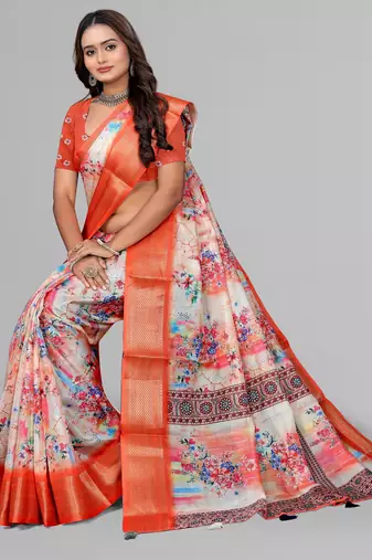 dola digital floral print saree