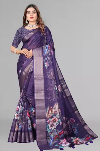 dola digital floral print saree