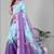 sky blue floral linen cotton digital print saree (sky blue)