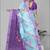 sky blue floral linen cotton digital print saree (sky blue)