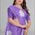 purple floral linen cotton digital print saree (purple)