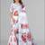 white floral linen cotton digital print saree (white)