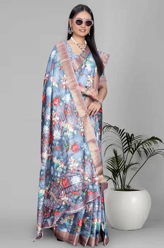 dola digital floral print saree