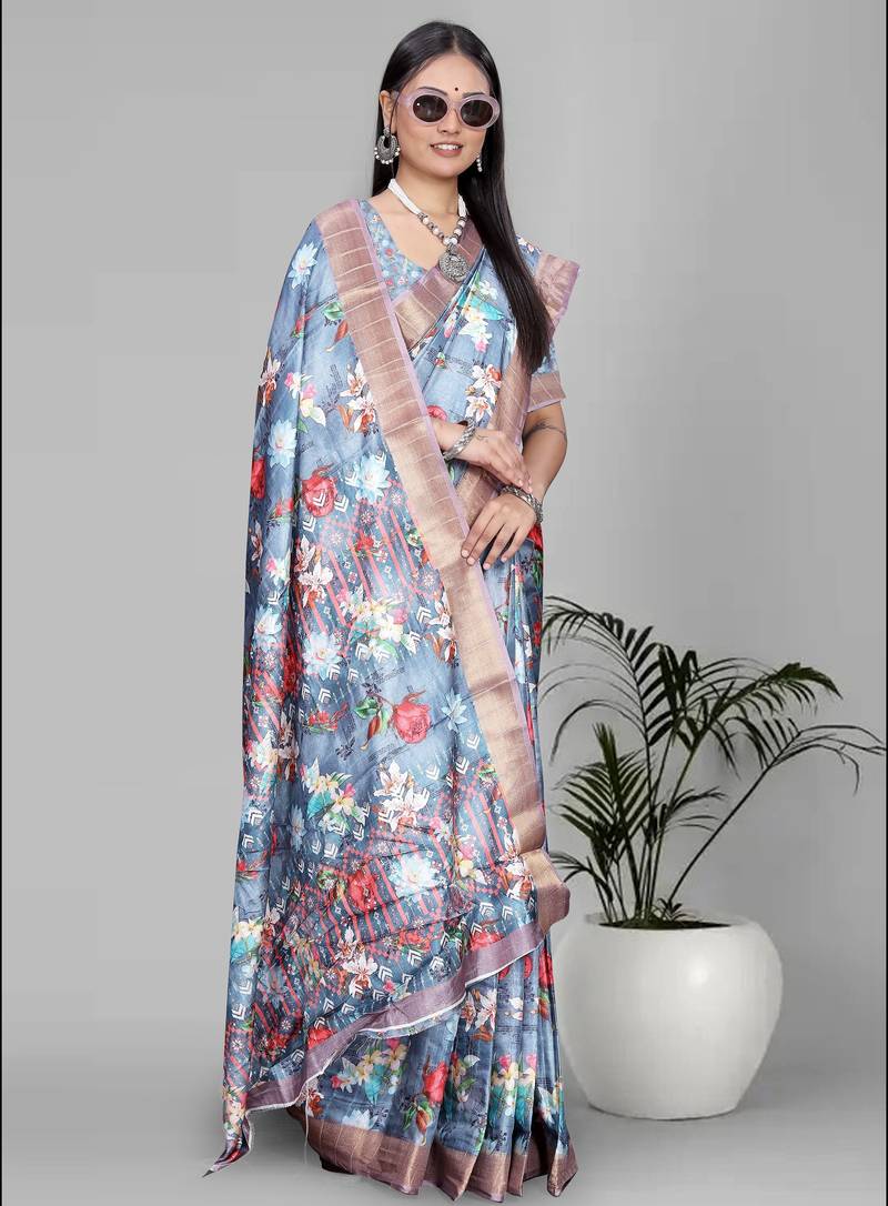 dola digital floral print saree