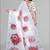 white floral linen cotton digital print saree (white)