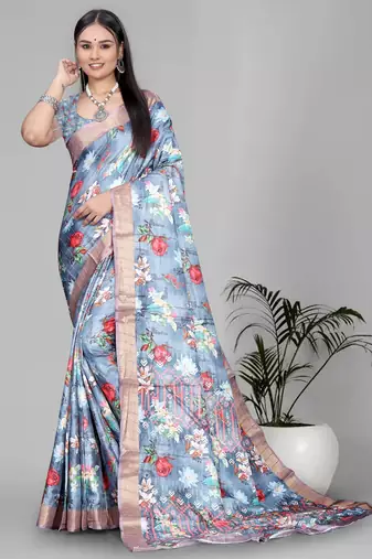 dola digital floral print saree