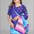 blue  linen cotton digital print saree (blue)