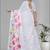 white floral linen cotton digital print saree (white)
