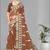 brown  linen cotton digital print saree ( brown)