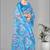 blue  linen cotton  digital print saree (sky blue)
