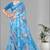 blue  linen cotton  digital print saree (sky blue)