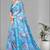blue  linen cotton  digital print saree (sky blue)