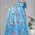 blue  linen cotton  digital print saree (sky blue)