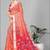 orange floral linen cotton digital print saree (orange)