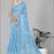sky blue  linen cotton digital print saree (sky)