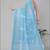 sky blue  linen cotton digital print saree (sky)